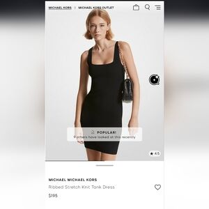 Micheal Kors Size M Black Ribbed Stretch Knit Tank Dress